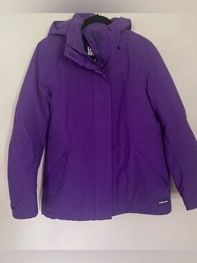 Lands' End Women’s Small Squall Hooded Waterproof Raincoat Jacket Purple T13